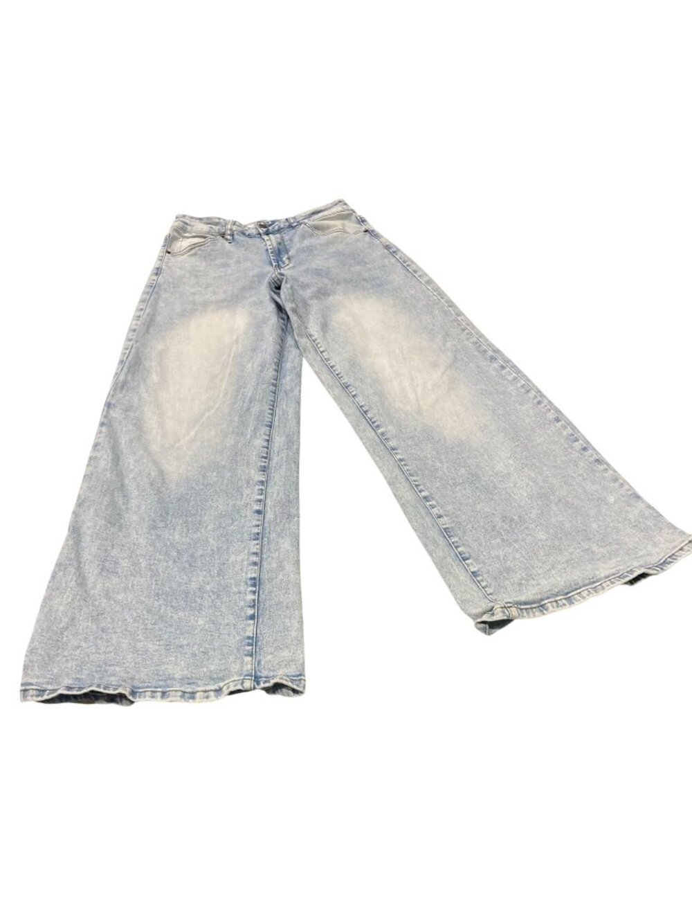 Refrain Wide Leg Jeans 9/29 Light Wash Mid Rise Baggy Casual Streetwear Comfort